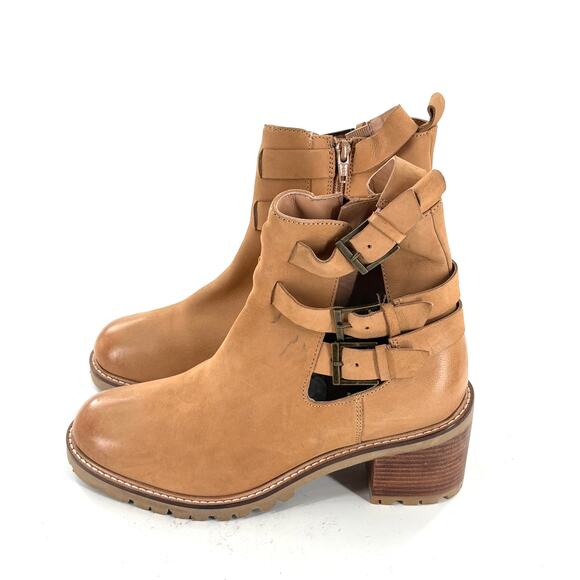 Seychelles Give It a Whirl Ankle Boots 8 Tan NWOT Buckle Ankle Booties Boho - Picture 3 of 7